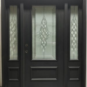 36" Wide Painted Smooth Fibreglass Door with Two Sidelites
