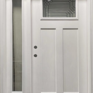 36'' Wide Woodgrain Fiberglass Door With Sidelite, Painted